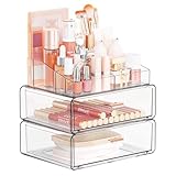 Yieach Clear Acrylic Makeup Organizers Countertop for Dresser,Desk,Bathroom Vanity,3 Tier Stackable Make up Holders and Makeup Cabinet,Tiered Cosmetic Storage and Make up Containers for Palette,Brush