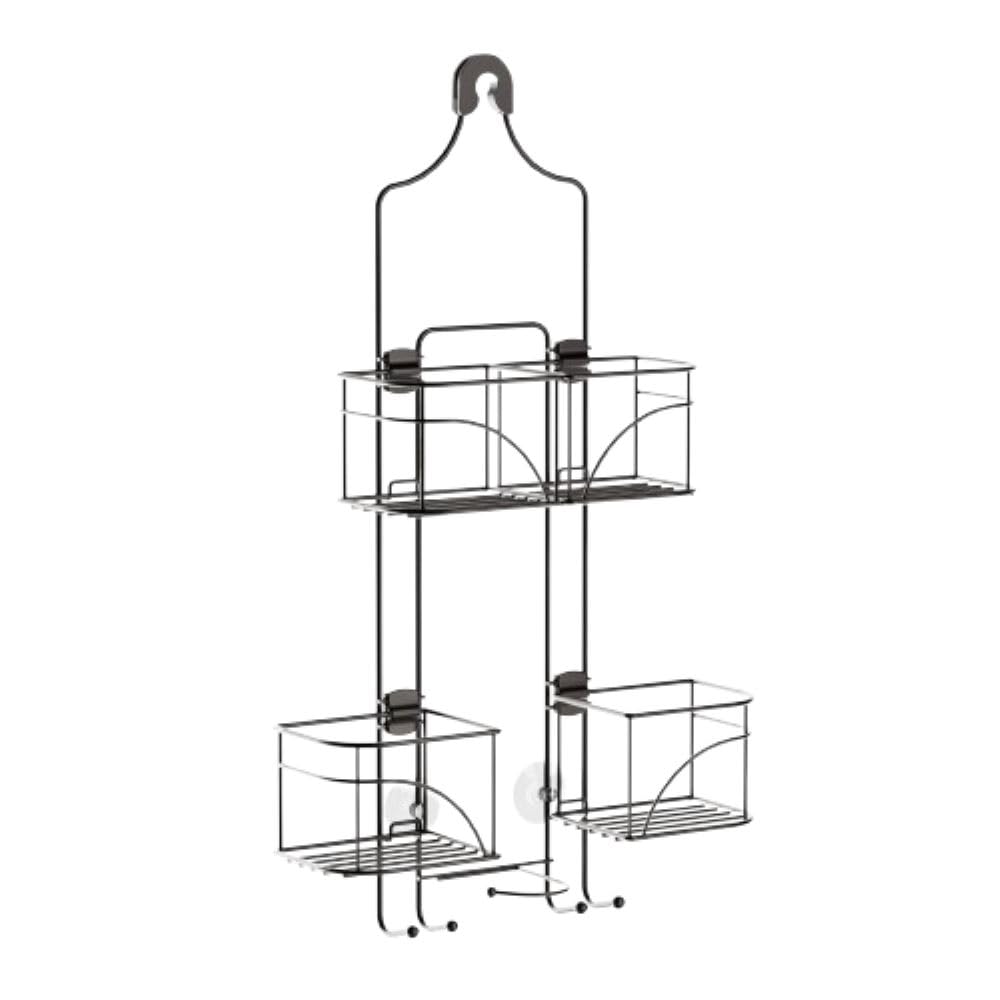 Zenna Home With Baskets That Slide Out to accommodate Hose, Versatile Storage Solution for Your Bath Area. Rust-Resistant Expandable Over-The-Shower Caddy, Bronze