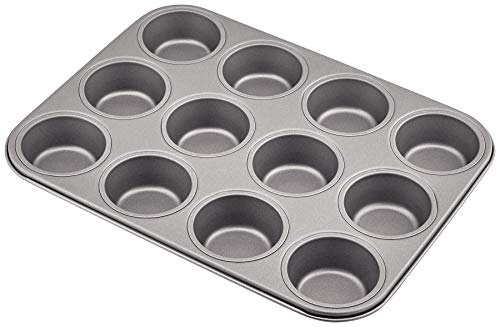 Judge Non-Stick Cupcake & Muffin Tin with 12 Cups, 36cm x 27cm x 3cm, Dishwasher Safe - 5 Year Guarantee, Grey