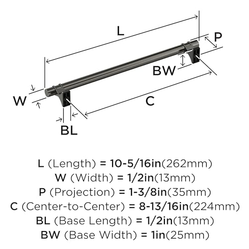 Image of Amerock Davenport 8-13 /16 inch (224mm) Center-to-Center Gunmetal Cabinet Pull, BP36619GM