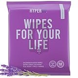 HyperGo XL Body Wipes for Women & Men – 12' x12' Rinse-Free Full Body Cleansing Wipes 20 Count Pack - Lavender | Biodegradable, Hypoallergenic, Aloe-Infused | Gym, Festival, Camping Essentials