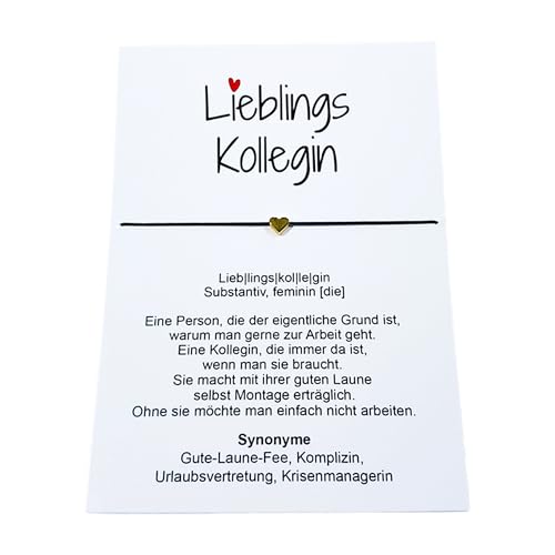 Generisch Glücksarmband Lieblingskollegin Definition Herz mit Karte beste Kollegin Arbeitskollegin Synonym Wunscharmband Wunscharmband Freundschaftsarmband schlichtes Armband Geschenk Danke