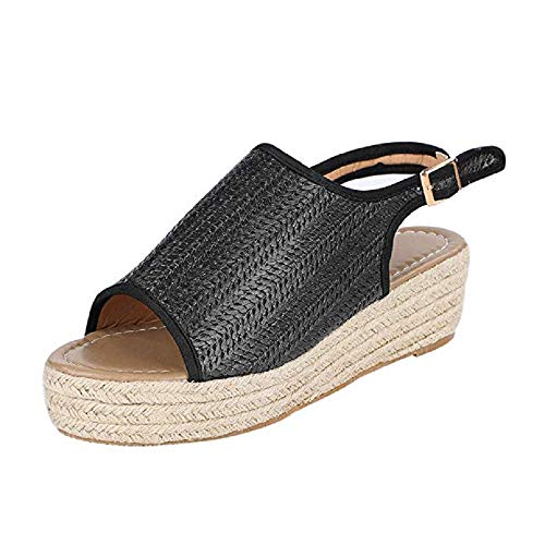 Shactory Sandalias Plataforma Cuña Mujer Alpargatas Tacon Verano Bohemias Romanas Abierto Playa Gladiador Tacon 6cm Zapatos de Vestir