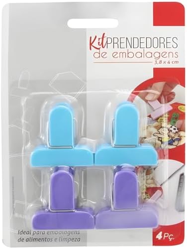 Kit Prendedor de Embalagens Reutilizáveis – 4 Unidades com Vedaçã...