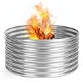 Fire Pit Ring 48 Inch, Raised Height 24 Inch, Jotesnew Fire Ring for Sofa Outside Fire Wood-Burning Pit, Heavy Duty Steel Fire Pit In-Ground for Backyard, Camping, Bonfire, 4x4x2FT, Silvery