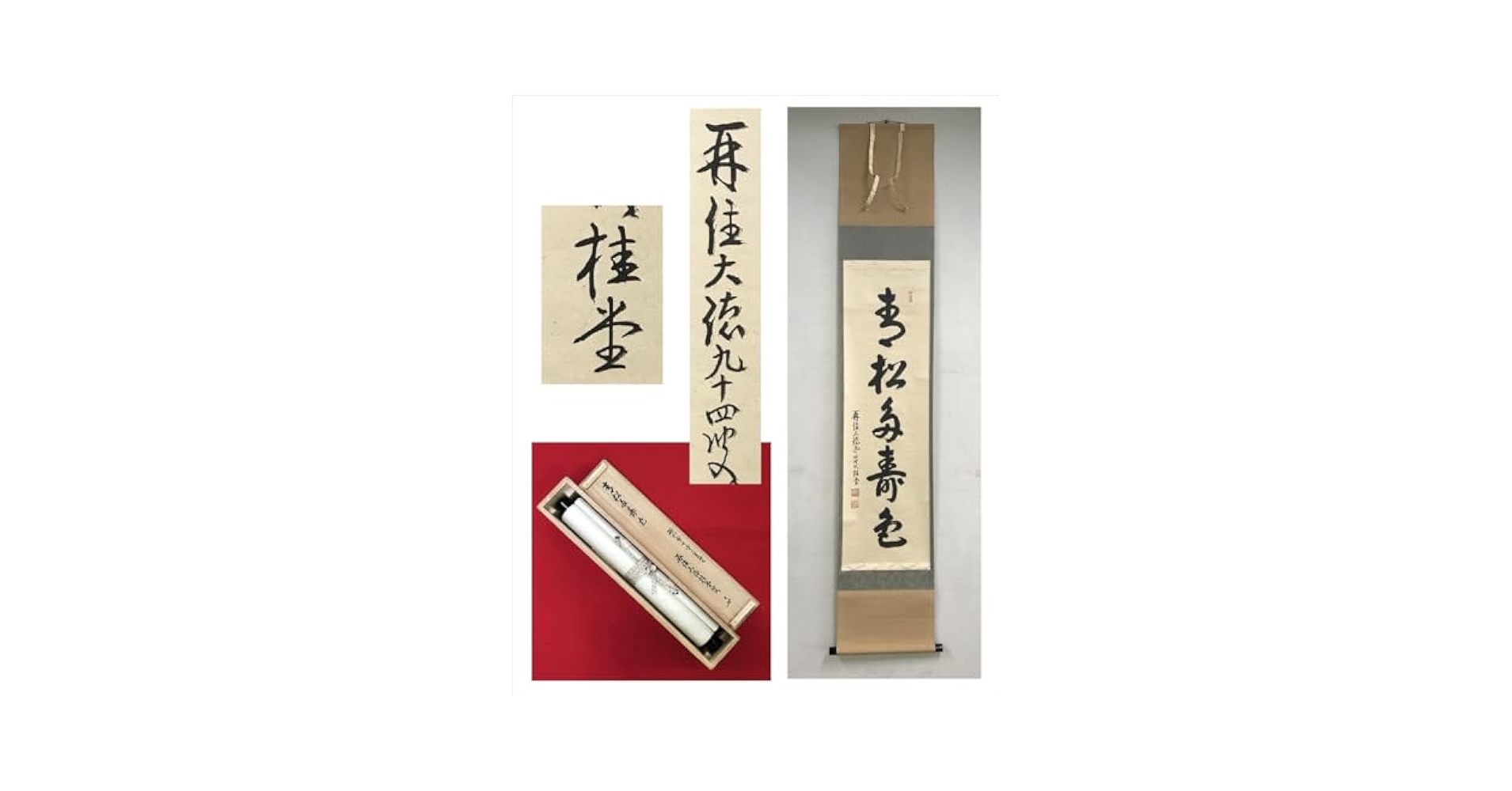 【茶道具】茶掛　大徳寺福衆院　佐藤朴堂　『青松多寿色』 一行書　共箱　美品 茶道具】茶掛 大徳寺福衆院 佐藤朴堂 『青松多寿色』 一行書 共