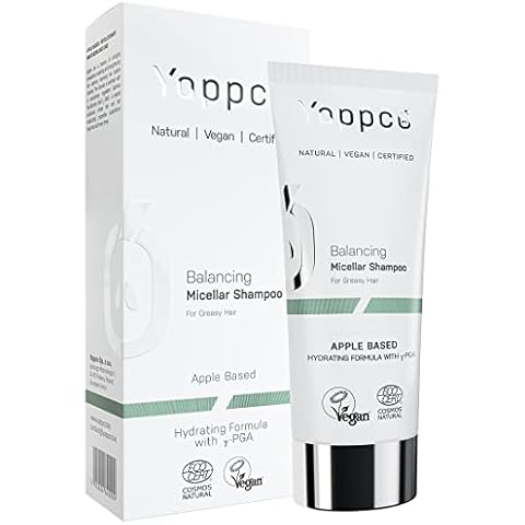 Balancing Shampoo for Greasy Hair Micellar Formula for Women Natural Vegan Cosmetics Based on Apples and y-PGA | Ecocert | Cruelty Free | Yappco | 200 ml Cover