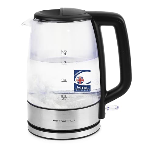 EMERIO Glas Wasserkocher mit 1.7 Liter Volumen | 2200 Watt |...