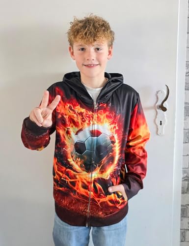 Idgreatim 6-14T Boys Zip Up Hoodies Kids 3D Graphic Hoody Sweatshirt Zipper Pullover with Pockets