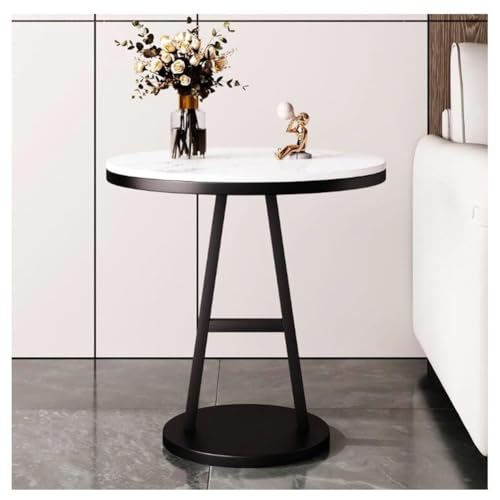 Table d'appoint d'angle for salon ronde en marbre et métal 40x60cm