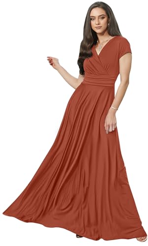 Image of KOH KOH Womens Sexy Cap Short Sleeve V-Neck Flowy Cocktail Gown