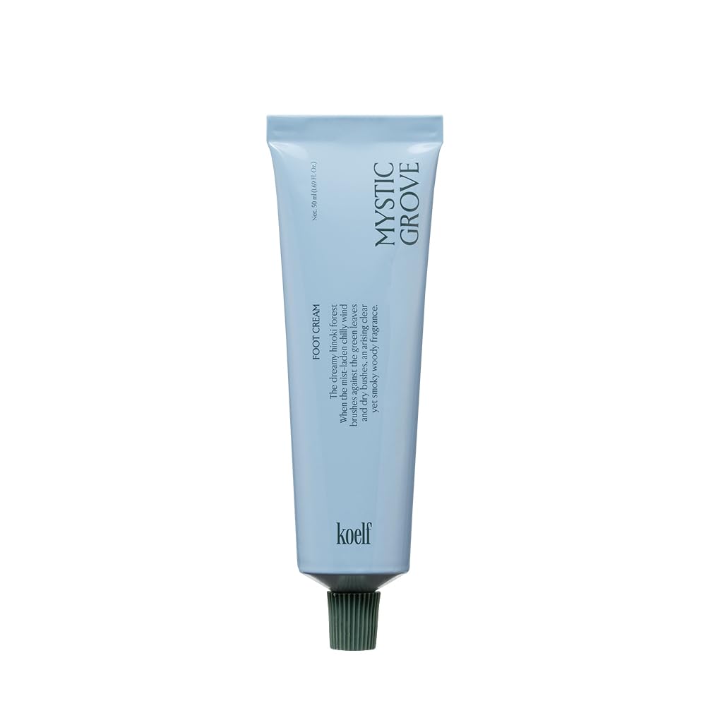 Koelf Foot Cream Mystic Grove 50ml (1.69 fl. oz.) - Foot Care, Odor Care, for Dry & Rough Skin, Hinoki Scented, Cypress, Amber, Foot Repair Cream with Urea, Enzyme, Glycolic Acid for Smooth Skin