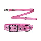 Tuff Pupper Avail Dog Leash and (14-18') Bungee Collar with Handle - Heavy Duty, Pink