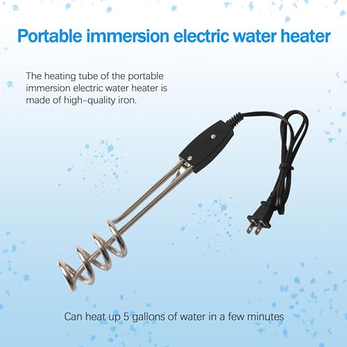Immersion Heater, Submersible Water Heater,1500W/1000W-110V Portable Electric Immersion Water Heater fit for Camping Inflatable Pool Bathtub Water Bucket Heater (A)