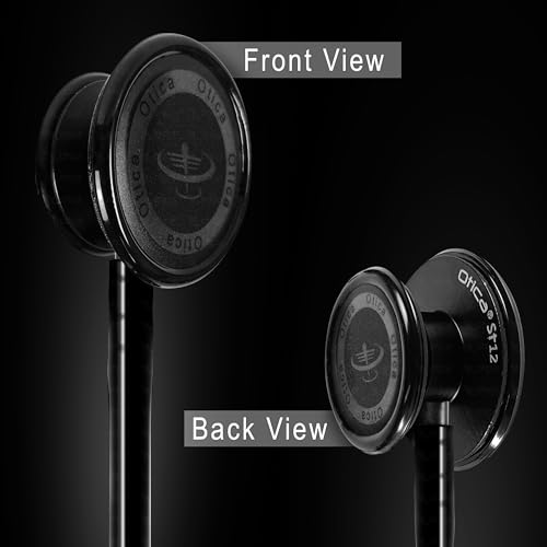 Image of OTICA Medical Student All Black Stethoscope | Dual Side Diagram Aluminium Chestpeice & Powder Coated Frame| Clear Sound | For Doctors, Medical Students, Nurses, Students, Home Health Use