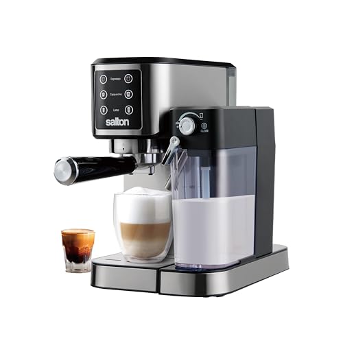 Salton Barista+ 3-in-1 Espresso, Cappuccino & Latte Machine with Milk Removable Container