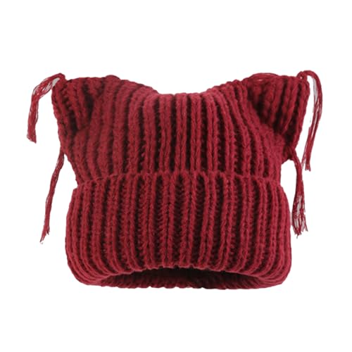 Ubxvamm Lovely Cats Ear Tassels Hat Winter Warm Autumn Hat Adjustable Women's Hat for Women and Teens