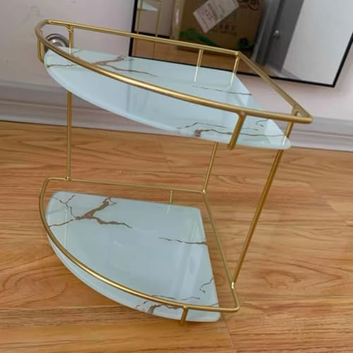 Estante de esquina triangular para organizar tu baño con estilo dorado 6
