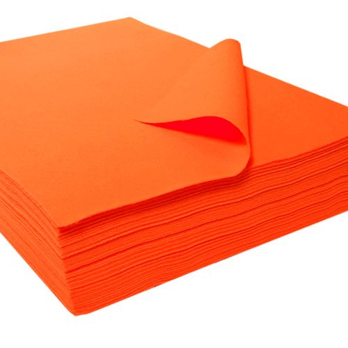 Fieltro sintético, cortes , naranja, apr. 22 x 30 cm - 25 unidades
