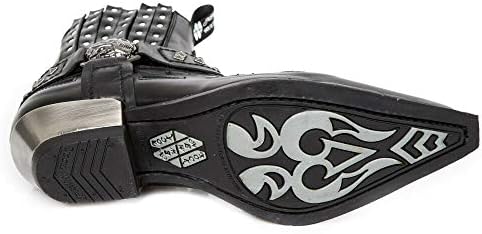 New Rock M.7950-S9 Black Ankle Boots Western Goth Strap Skull Studded Metal 44 | Image 5