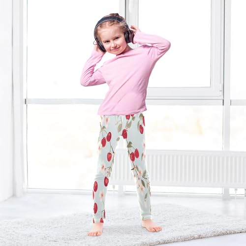 Bolaz Toddler Girls Leggings Printed Yoga Pants Leggings Cherry White Floral for Kids4