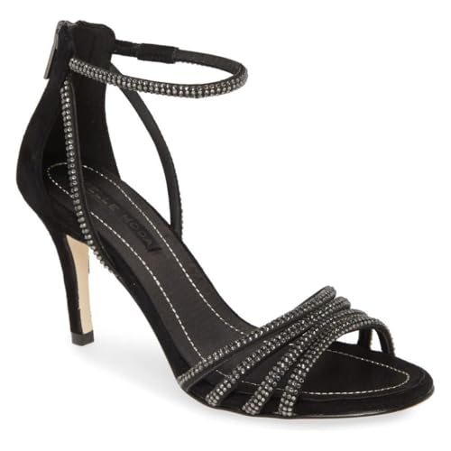 Pelle Moda Roux Black Satin Kid Suede Sandals
