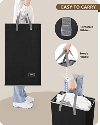Soledi 70L Slim Laundry Hamper, Foldable Laundry Basket With Handle, Small Hampers For Clothes Carry And Move, Corner Narrow Laundry Hamper For Bedroom, Bathroom, Dorm, College. Black #TOP3