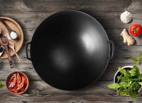 Wok de fondo redondo 40cm y 30cm de hierro fundido miniatura 5
