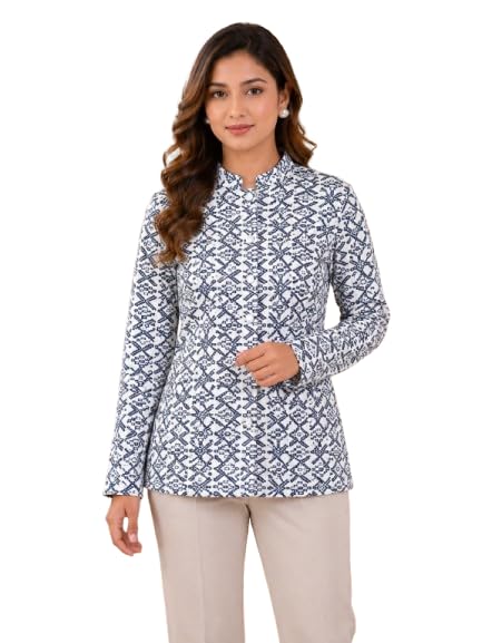 Women's Premium Woolen Printed Koti Jacket | Casual Warm Winter Cardigan Sweater Coat with Buttons for Ladies-picture-13