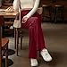 bawilom Womens Palazzo Pants Fashion Elastic High Waisted Wide Leg Trousers Summer Beach Vacation Clothes with Pockets Red