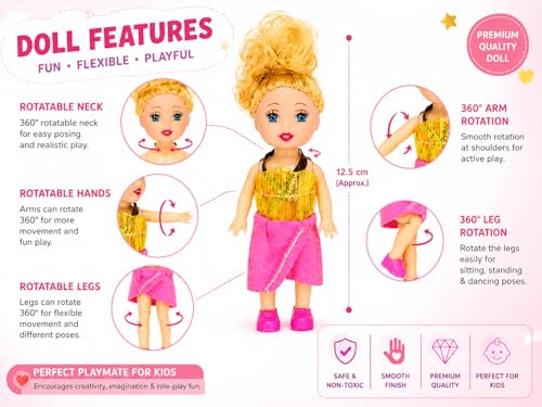 Image of Mini Fashion Dolls for Girls, Multicolor Princess Doll Set, Pack of 6