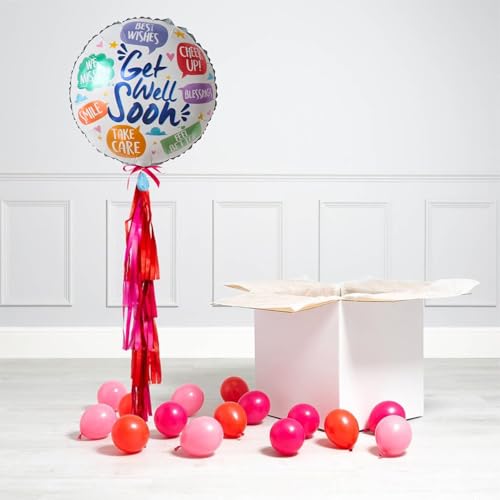 Image of Rozi Decoration Get Well Soon Message Foil Balloons Set | Colorful Round Balloons for Recovery Wishes, Hospital Visit & Home Surprise Decor | Helium or Air Inflatable Pack of 2 Pcs