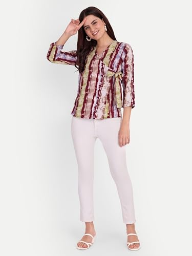 Image of FNOCKS Stylish Wrap Tie Side Top - Trendy and Comfortable | Women's Tops
