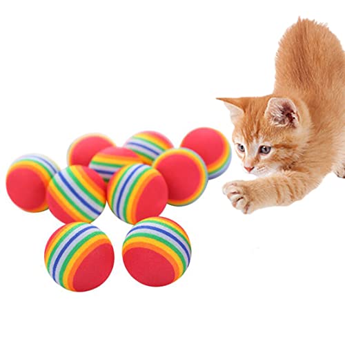 10 Piezas Bola de Gato Mascotas, Juguete Colorido Bola Animal Doméstico Pelotas Espuma para Perros, Cachorros, Gatitos, Juego/Entrenamiento Interactivo (10 Piezas) Cover