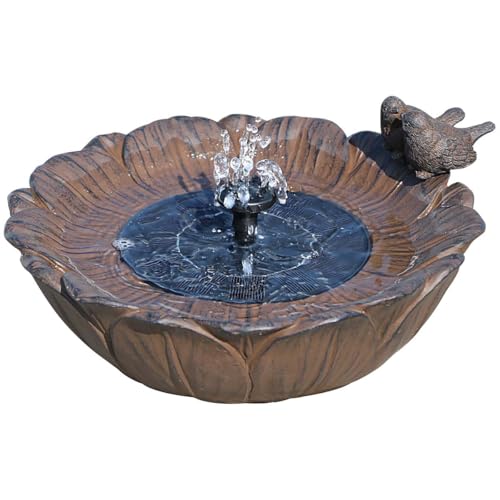 Solar Bird Bath Fountain,Sunflower with Resting Bird,Solar Powered with 3 Nozzles,Outdoor Garden Bird Bath,Solar Water Fountain for Bird Bath,Hummingbird Bird Bath for Outdoor