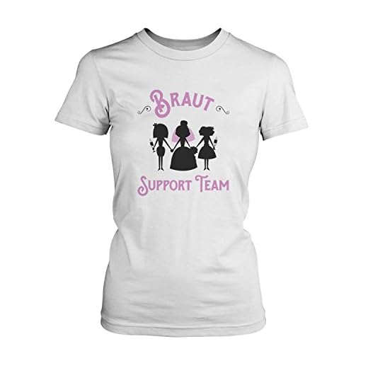 Braut Support Team - Damen T-Shirt von Fashionalarm | Fun Shirt Spaß Junggesellinnenabschied JGA Hochzeit Heirat Party Feiern Alkohol Sekt Champagner Trinken Saufen Trauzeugin Bridesmaid Bride, Farbe:weiß;Größe:L