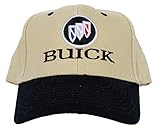 Buick Tri Shield Logo Hat Two Tone Embroidered Cap, Khaki/Black