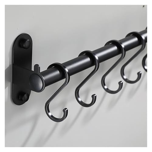 Generisch Wandmontiertes Utensilien-Holdregal mit Haken, Space Saving Pot Storage Organizer für Küchenzubehör, Handtücher, Besteck, stilvolles Home Dekor, einfache Installation, Dauerr Metall