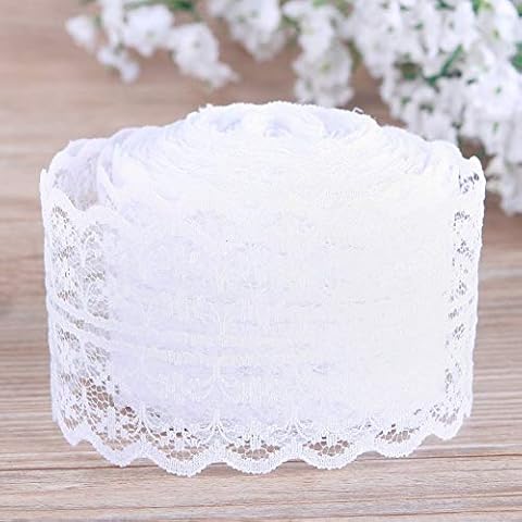 BIT.FLY 4.5 cm x 46 m Roll of Vintage Lace Ribbon for Decoration, Weddings, Christenings, Personalise Your Household Items, ivory, (46M) Cover