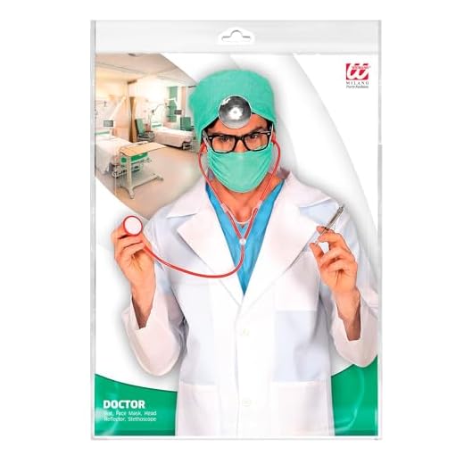 W WIDMANN MILANO Party Fashion - Disfraz de médico, 4 piezas, doctor, enfermera, cirujano, carnaval, fiesta temática