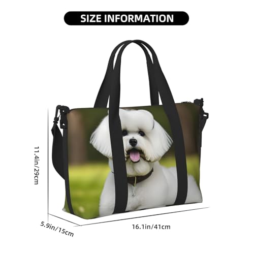 Cute Bichon Frise Dog Print Hand Travel Bag,Gym Bag,Weekend Travel Overnight Bag,Tote Bag Sports Bag For Women Men2