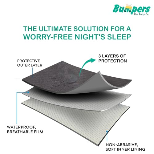 Image of Bumpers Waterproof Quick Dry Sheet for Baby|Bed Pad Extra Absorbent Washable Matress Protector|Baby Bed Protector Sheet for Toddler Children & Adult Double Bed, King Size (XXL, 260x200cm, Grey)