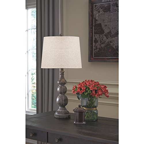 Signature Design By Ashley Mair Rustic Farmhouse Poly Table Lamp 2 Count, Gray #TOP1