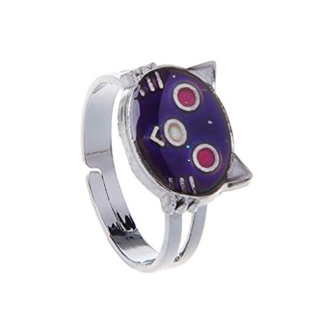Kemelo Cute Kitten Cat Mood Ring Temperature Emotion Feeling Rings Adjustable For Women,Rings For Women Cover