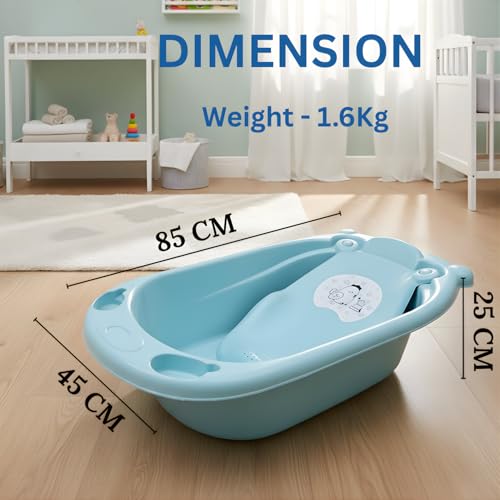 Image of Baby Bath Tub with Support Seat for Newborns & Infants | Portable Anti-Slip Bathtub with Ergonomic Backrest | Compact Shower Stall Tub, Quick & Effortless Bathing (Baby Bathtub)