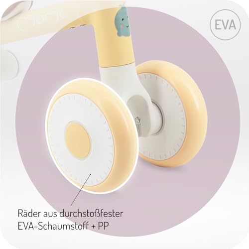 Momi Kinderlaufrad DEX für Mädchen und Jungen im Alter von 1 bis 3 Jahren, klappbarer Rahmen, höhenverstellbarer Sattel, pannensichere Kunststoffräder, wiegt nur 2 kg