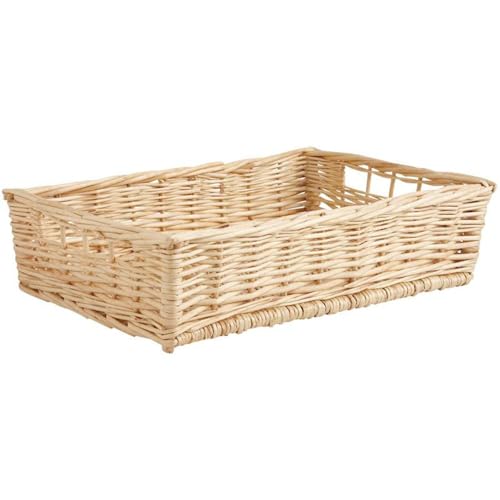 AUBRY GASPARD - Manne en Osier Naturel avec Passe-Main - Panier Seul - 60 x 40 x 14 cm - Fabrication Artisanale - Idéal pour Rangement Intérieur - Léger et...