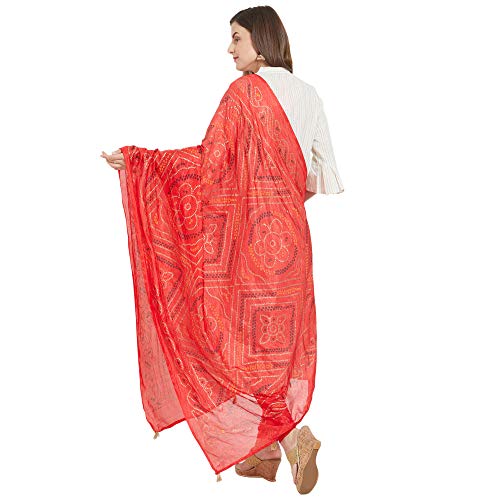 Image of DUPATTA BAZAAR Woman's Printed Bandhini Silk dupatta