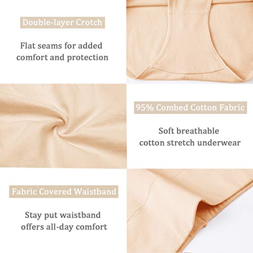Image of wirarpa Women's Cotton Underwear High Waist Full Coverage Brief Panty Multipack