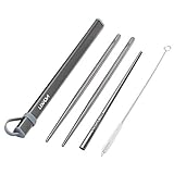 Karlak Set de couverts pour camping baguettes en titane brosse de nettoyage...